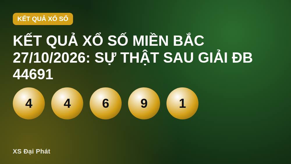 Kết quả xổ số miền Bắc 27/10/2026: Sự thật sau giải ĐB 44691