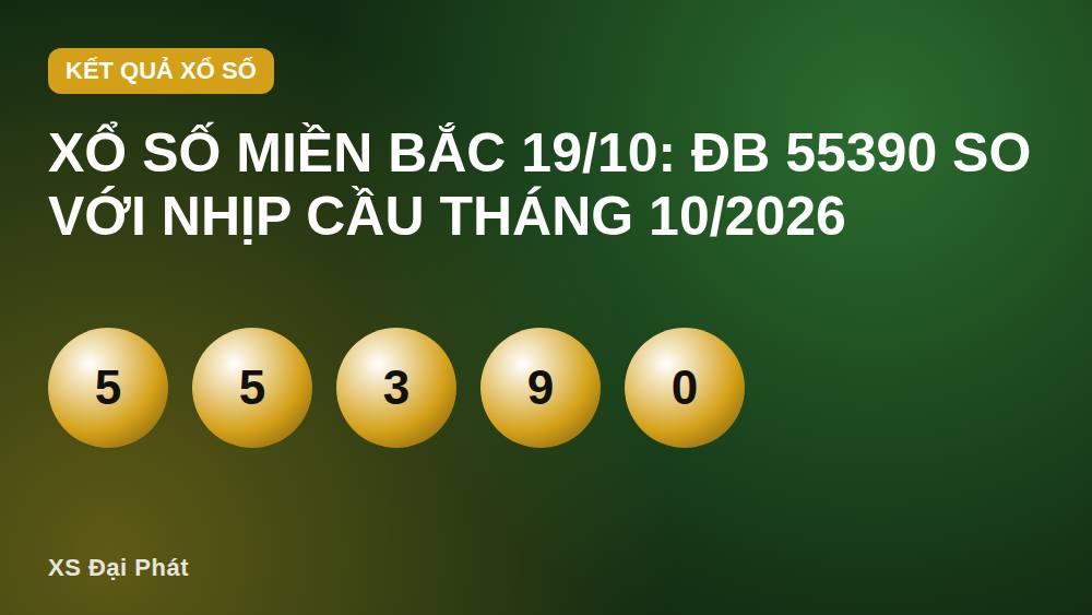 Xổ số miền Bắc 19/10: ĐB 55390 so với nhịp cầu tháng 10/2026